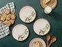 Hermia Juego de Platos para Postre Oil Flover (6 Piezas) de Porcelana en Beige, Verde y Marrón